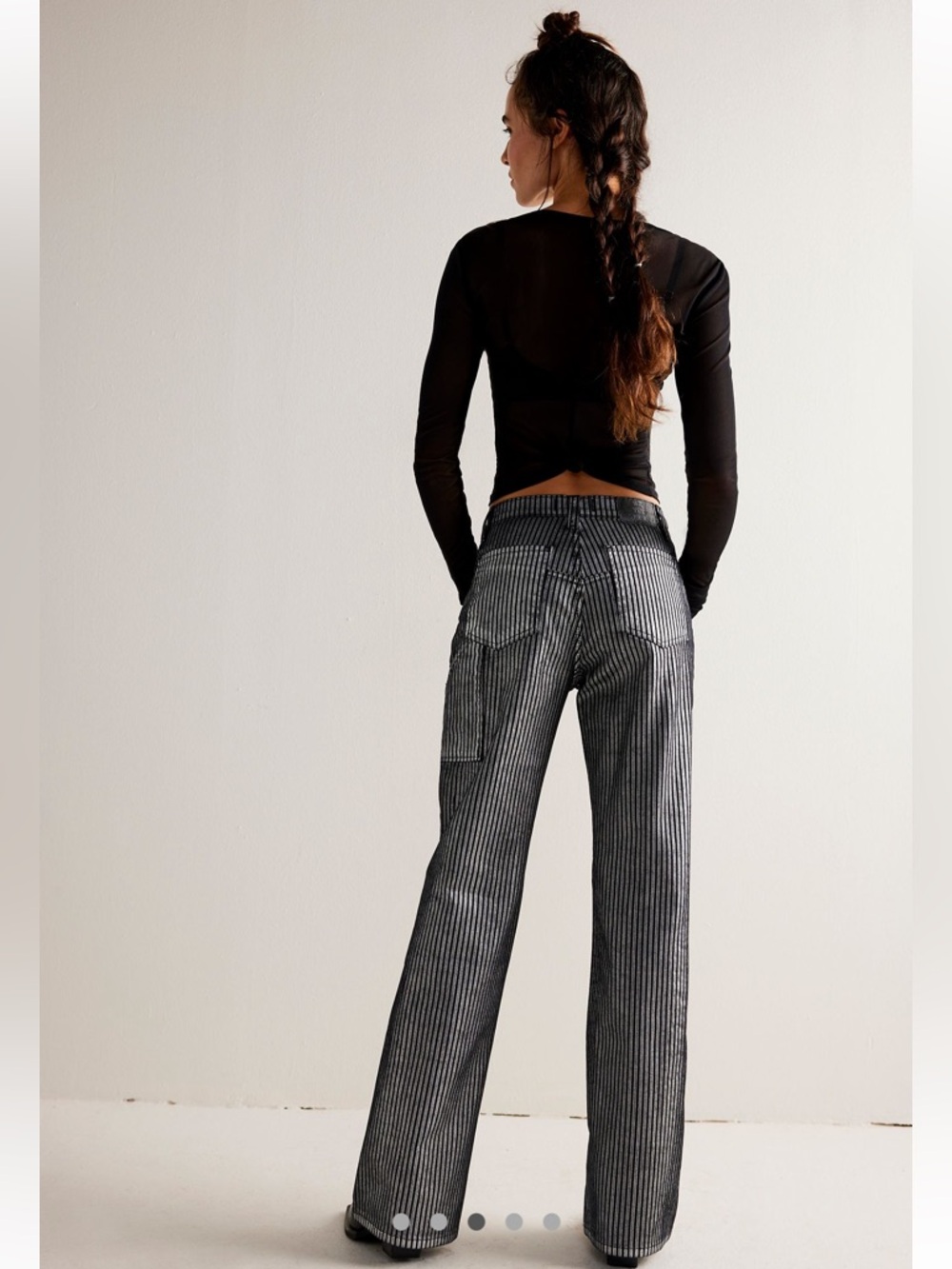 Free People Tinsley Metallic Stripe Wide-Leg Jeans - Picture 2 of 5